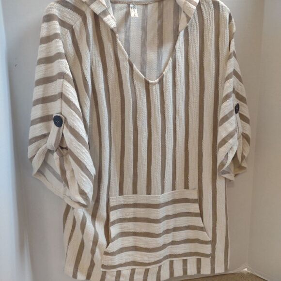 Women's Tunic Retro Boho Festival 3/4 sleeve Poncho look Size Large NWT. W1 - Picture 1 of 7